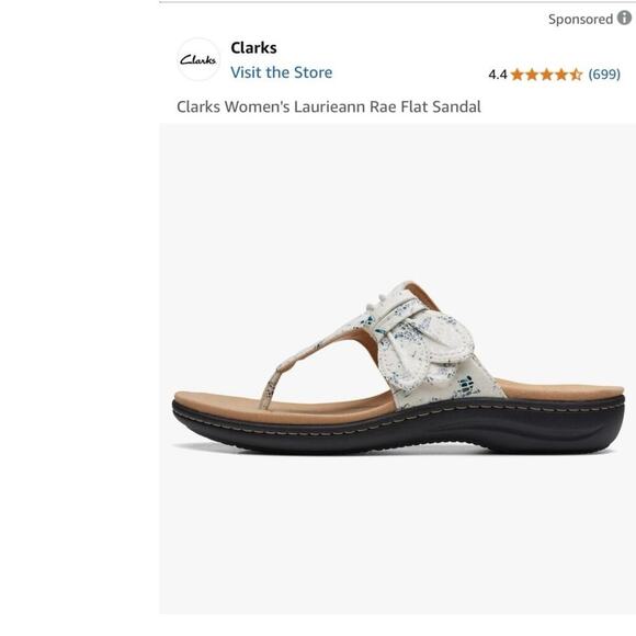 Clarks Laurianne Rae Sandal  size 11  White Blue Floral Boho Chic Whimsy Cottage - Picture 1 of 10